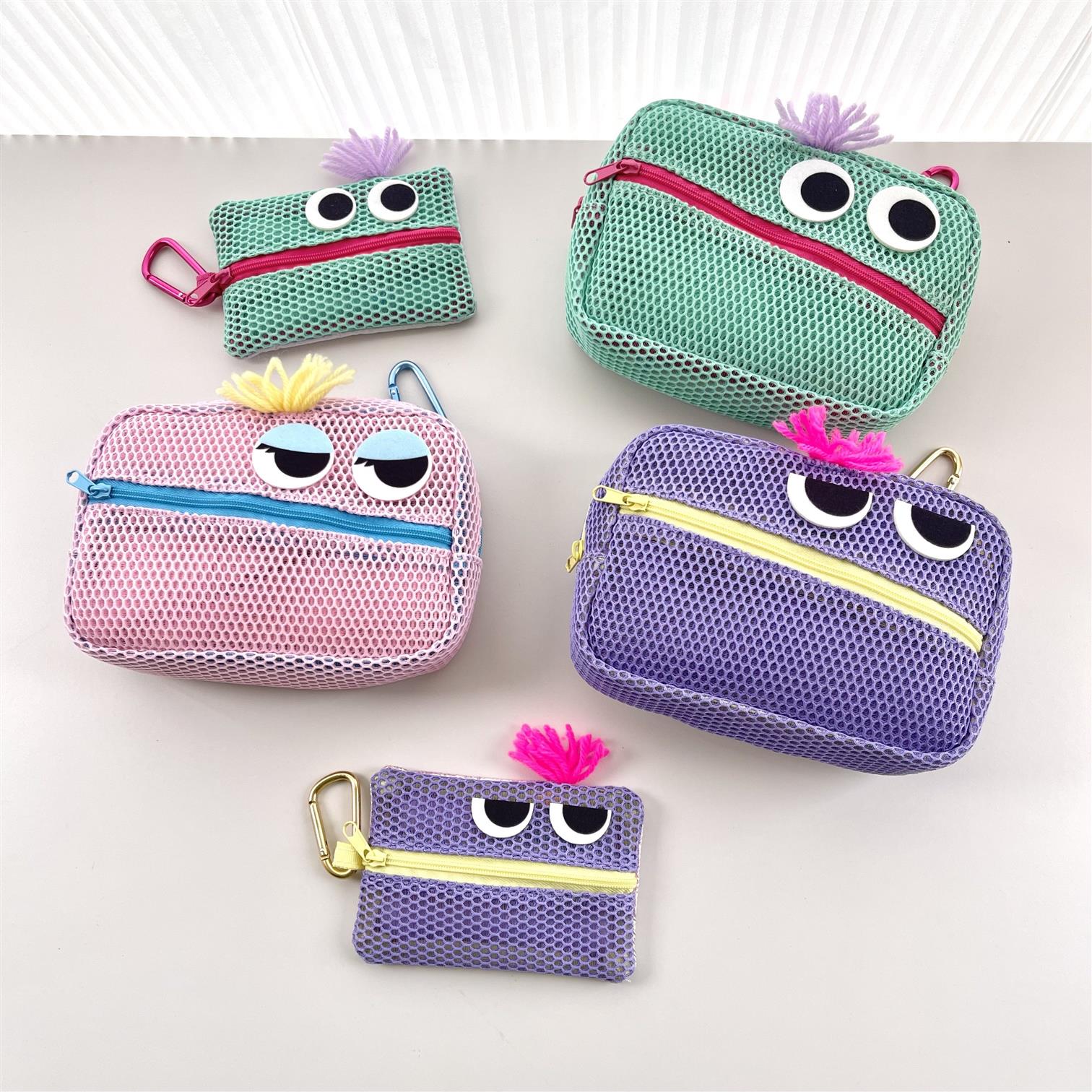 日单 plaza怪兽网纱豆腐包 杂物收纳小包 多用途零钱包化妆包卡包