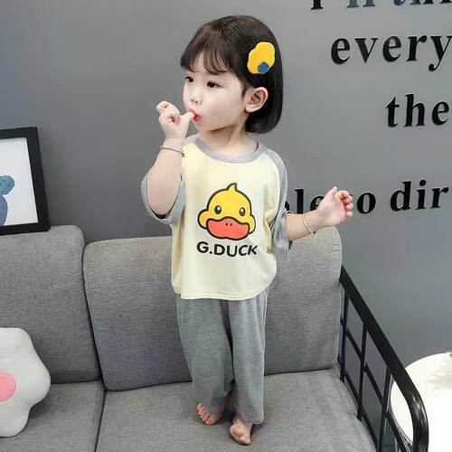 儿童莫代尔睡衣套装女宝中小童