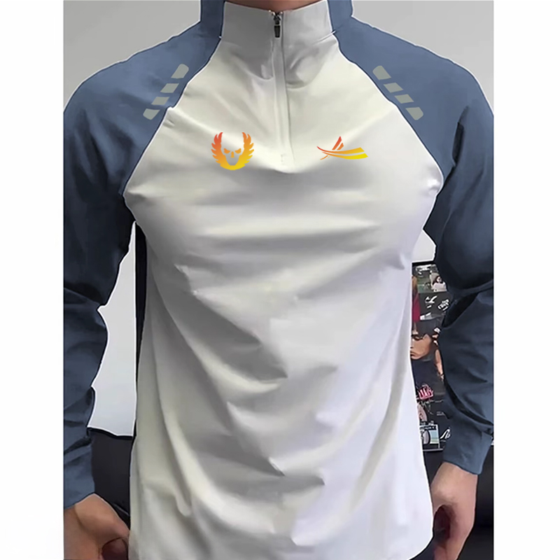 半拉链训练服男跑步速干衣运动长袖t恤外套健身上衣体育田径