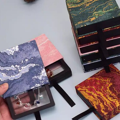 国风PE透明悬浮盒抽屉式首饰盒抗氧化戒指项链耳环珠宝收纳盒子