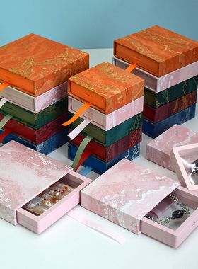 鎏金透明首饰盒高级感PE盒悬浮包装盒时尚饰品盒手串手链收纳盒子