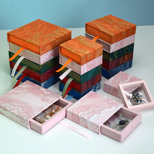 鎏金透明首饰盒高级感PE盒悬浮包装盒时尚饰品盒手串手链收纳盒子