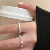 2025年新款 简约百搭小清新花朵戒指拉丝素圈女小众设计食指戒 韩版