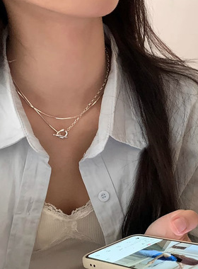 今饰有约纯银女简约项链