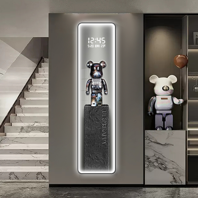 潮流暴力熊电子屏时钟挂墙发光画