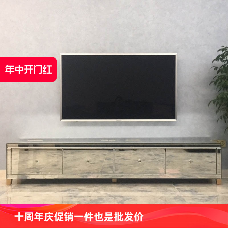 朵圆镜面电视柜后现代简约客厅地柜新古典简欧式储物柜带抽屉定