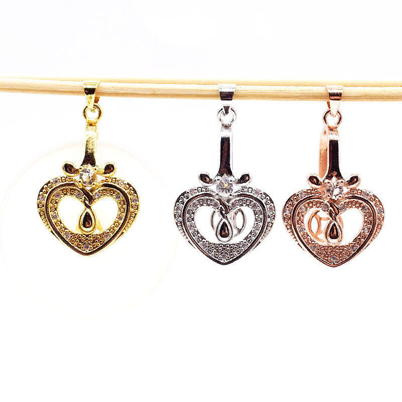 925镀银吊坠扣镶钻平安扣夹扣 翡翠玉髓蜜蜡扣项链扣配件扣头玉扣