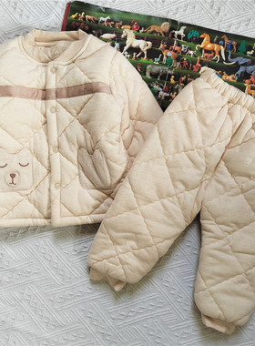 爱嘟嘟婴儿衣服冬季夹棉分体套装男女童棉服棉裤保暖儿童加厚套装