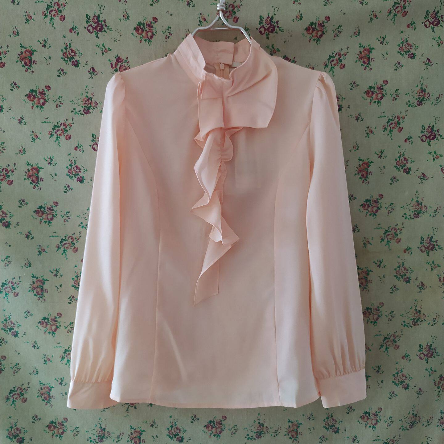 法式蝴蝶结荷叶边衬衫女衬衣雪纺