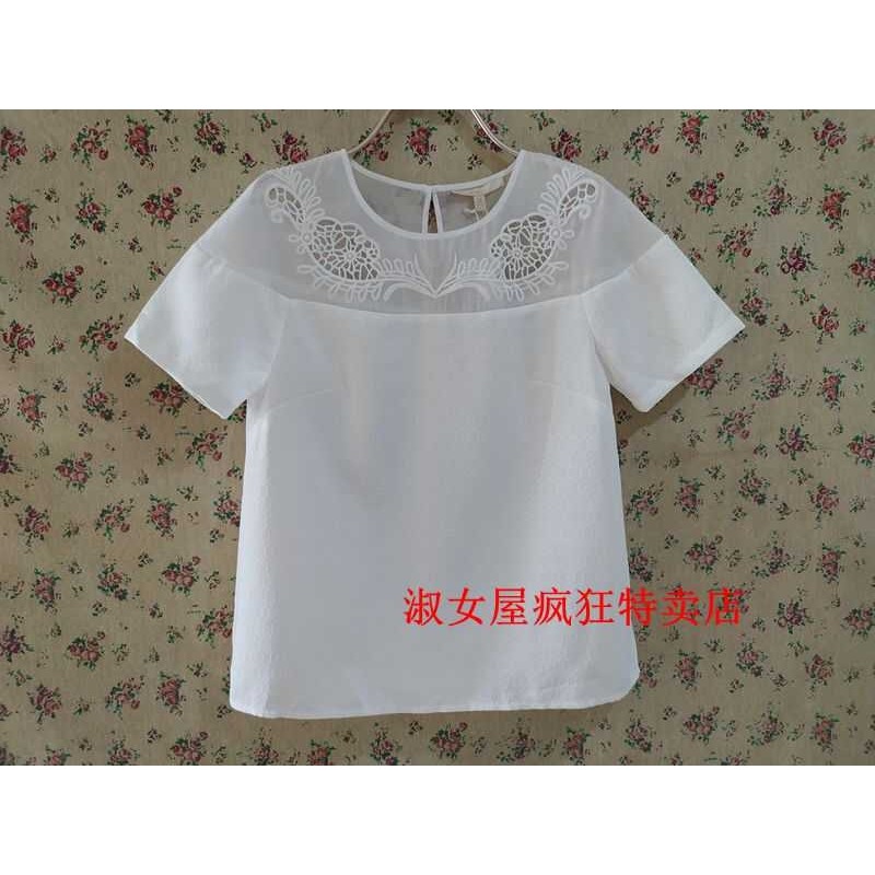 正品清仓捡漏专柜 新中式透视拼接圆领衬衣女百搭夏季少淑女装T02