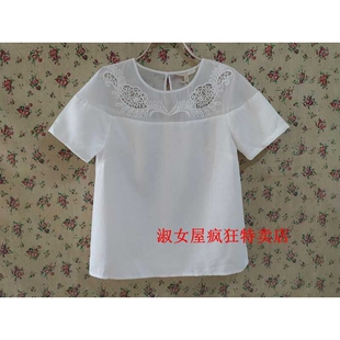 正品清仓捡漏专柜 新中式透视拼接圆领衬衣女百搭夏季少淑女装T02