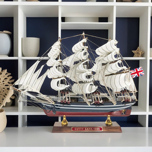 精致轻奢小帆船模型手工艺品客厅阳台摆件仿真一帆风顺木船装饰品