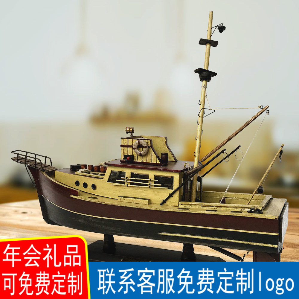 好莱坞电影美式工艺渔船模型客厅摆件实木船装饰大白鲨号捕鲨鱼船在类目 家居饰品, 工艺船中 - 来自Buy2taobao.com提供专业的淘宝代购服务