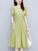 Хлопковое платье, приталенный дизайнерский корсет, подходит для подростков, тренд сезона, А-силуэт