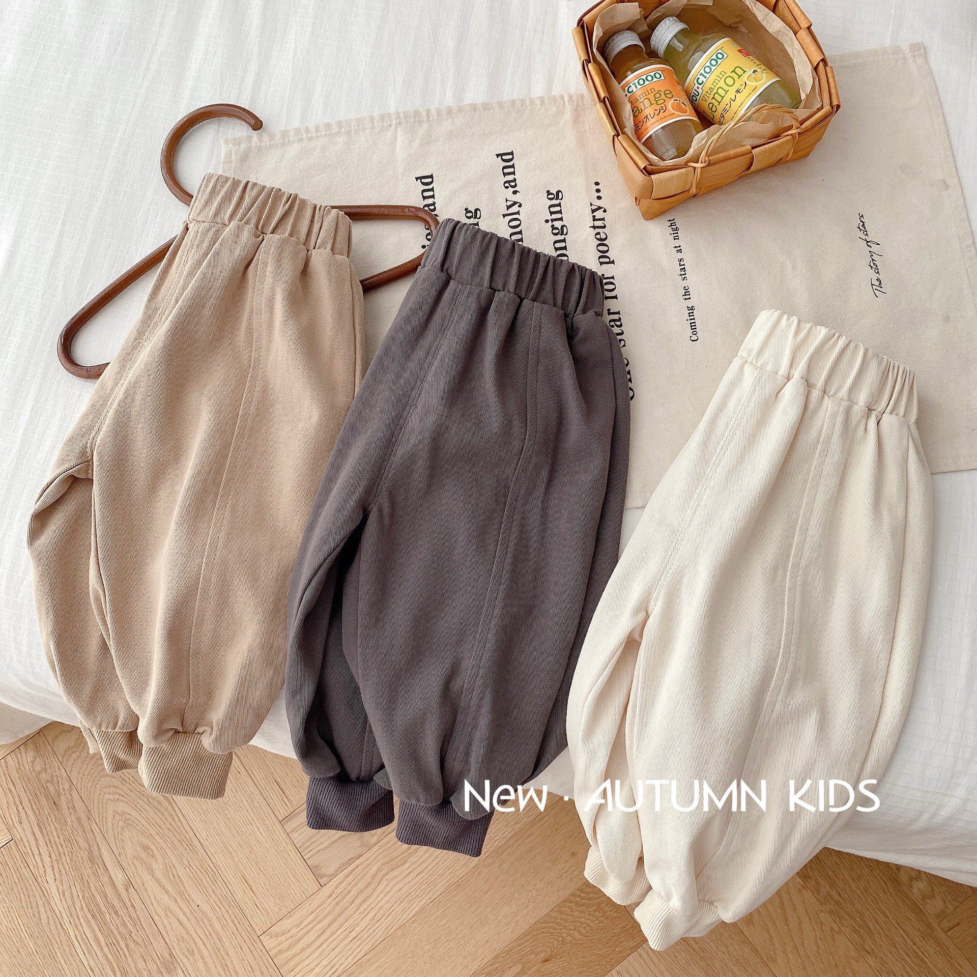 进口儿童纯色运动裤0-7岁秋季男童简约束脚运动裤宝宝柔软裤子潮A