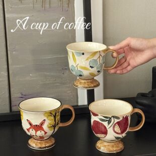 中古早茶杯陶瓷早餐杯大容量马克杯家用水杯办公室牛奶杯喝水