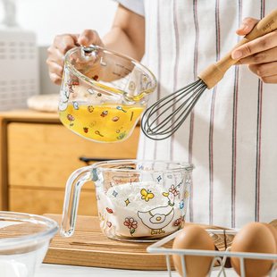 玻璃量杯带刻度早餐杯度量烘焙碗打蛋大容量可微波炉食品级耐
