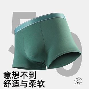 进口男士内裤纯色棉高支平角裤纯色透气紫杉醇抑菌裆四角裤男