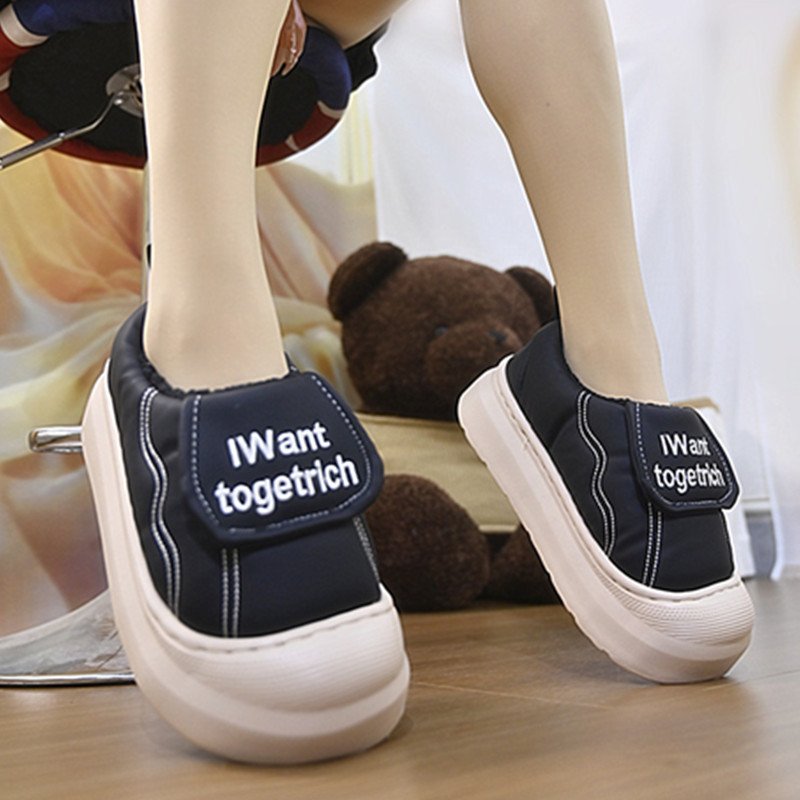 胖I东来2025冬季新款女士厚底增高时尚棉鞋女居家外穿加绒保暖舒