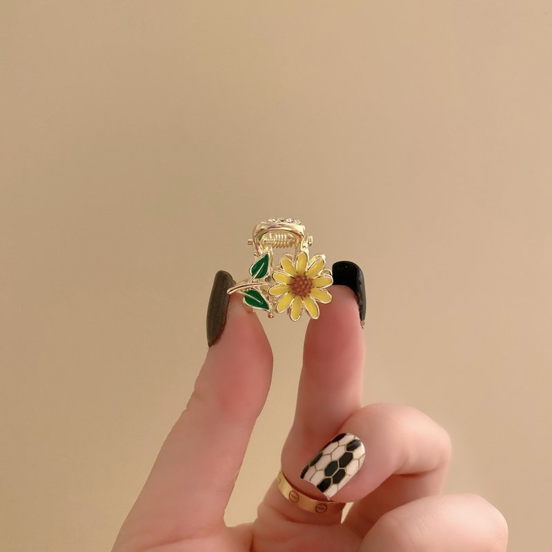 进口向日葵花朵小抓夹小号发夹后脑勺盘发森系仙美发饰刘海夹侧边