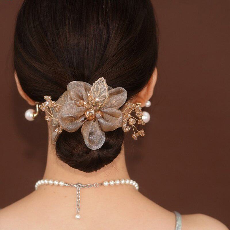 进口不掉色锆石超闪发饰太阳花大肠发圈发绳后脑勺扎头发树叶头花