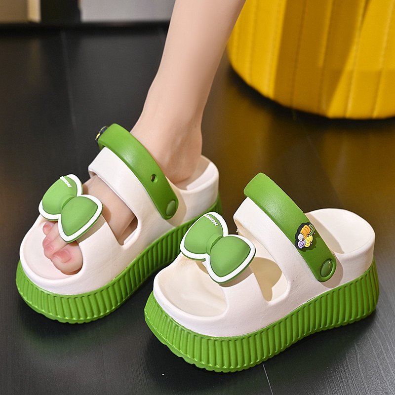 进口2025年新款可外穿凉鞋女夏季居家居厚底蝴蝶结沙滩鞋两穿