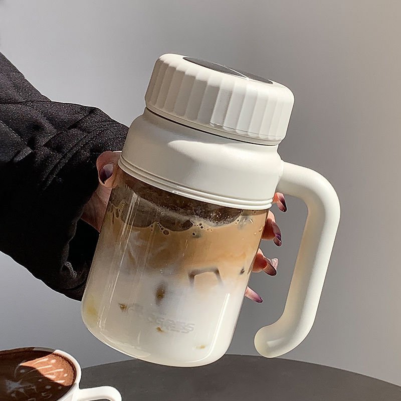 进口新款高颜值把手玻璃杯高硼硅大容量水杯办公室泡茶杯耐高温随