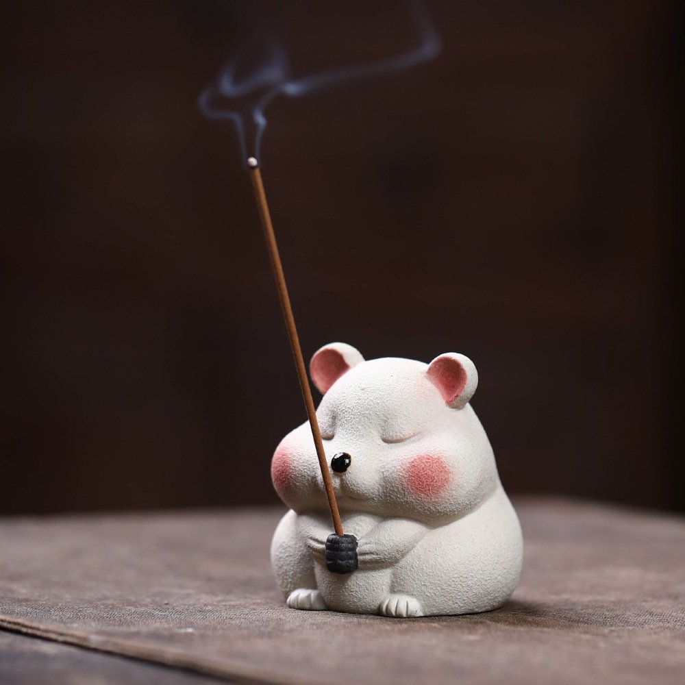 进口宜兴紫砂茶宠老鼠摆件雕塑手工创意香土拨鼠茶具茶席配件陶瓷