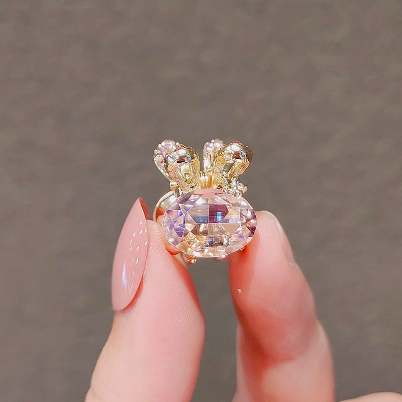 进口可爱兔子发夹抓夹小号仿水晶刘海夹顶夹发抓发卡头发夹子少女