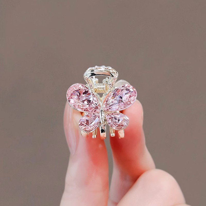 进口新款水晶蝴蝶小发夹小号抓夹带钻发夹闪钻迷你前额侧边刘海夹