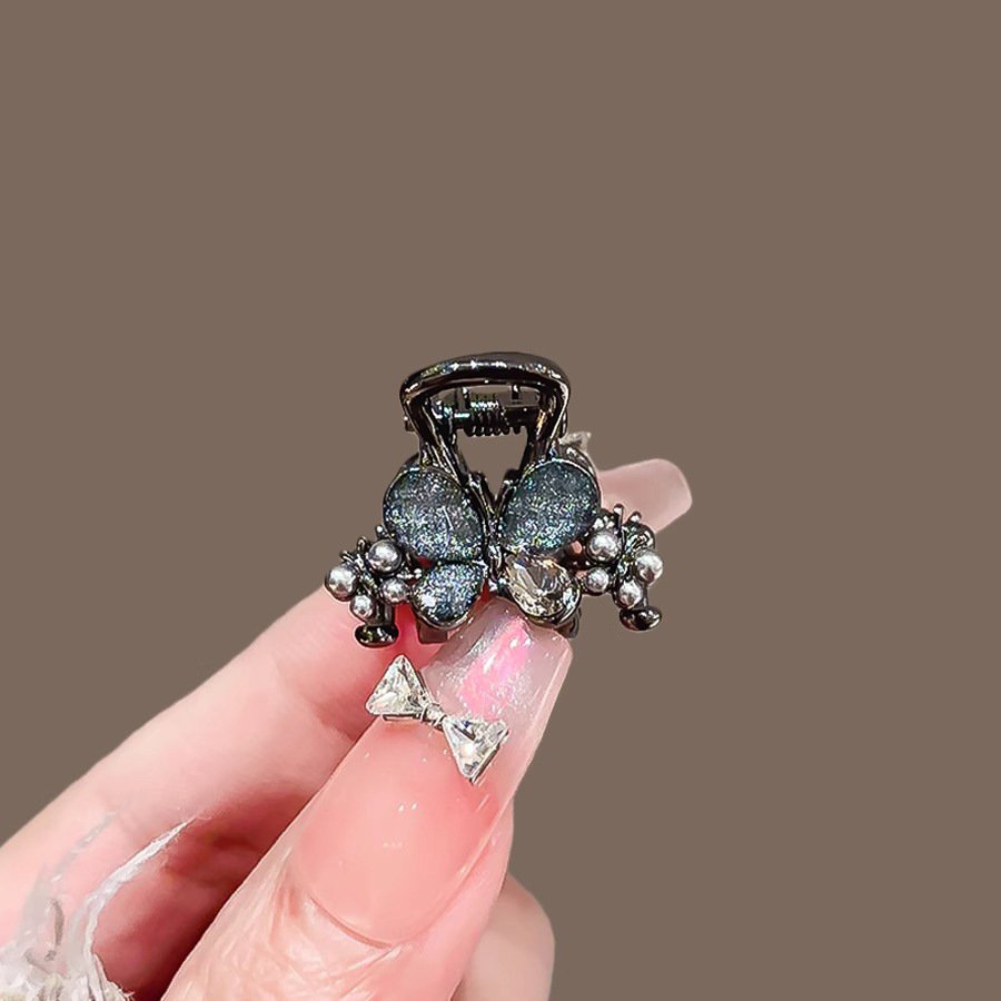 进口2025新款精致珍珠水钻蝴蝶抓夹小号头顶夹轻奢迷你气质刘海夹