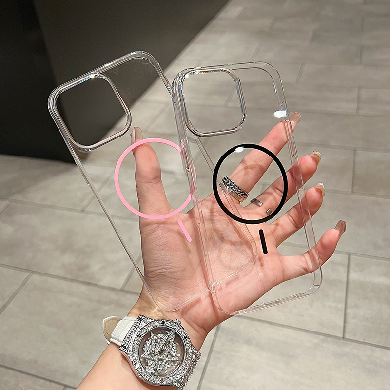 苹果16透明PC壳磁吸iPhone16pro小蛮腰手机壳16Promax保护套适用