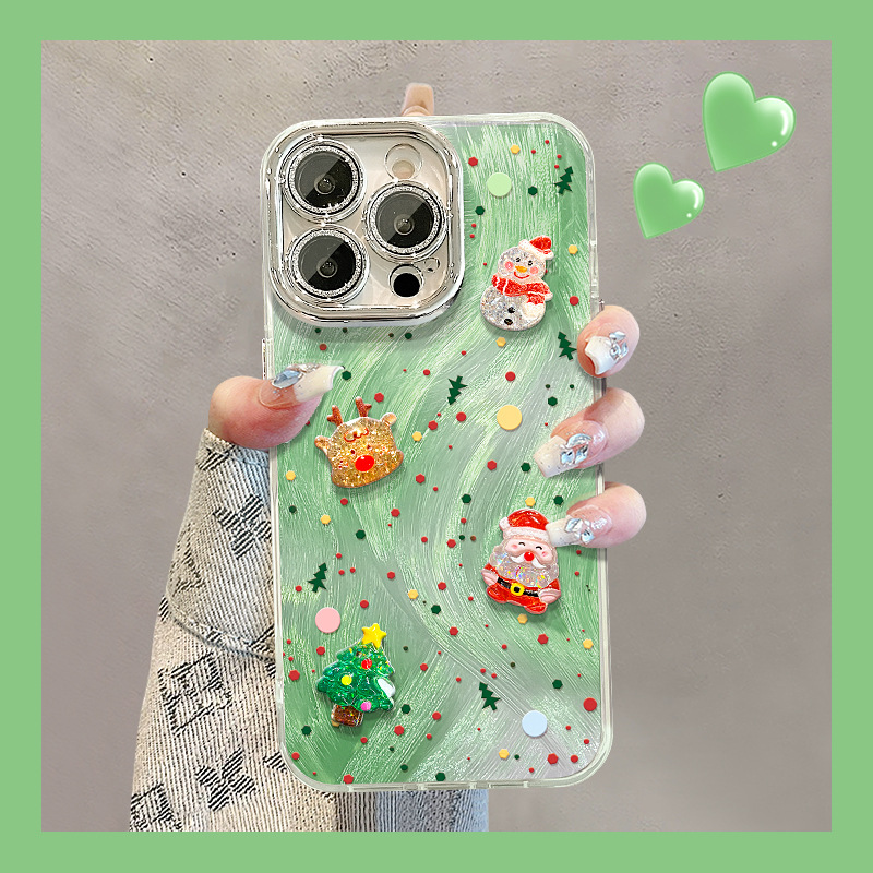 羽纱圣诞公仔手链适用苹果17promax手机壳iphone15秋冬新款16华为