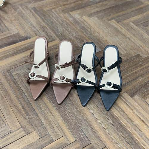 3分娃鞋水钻扣高跟凉拖