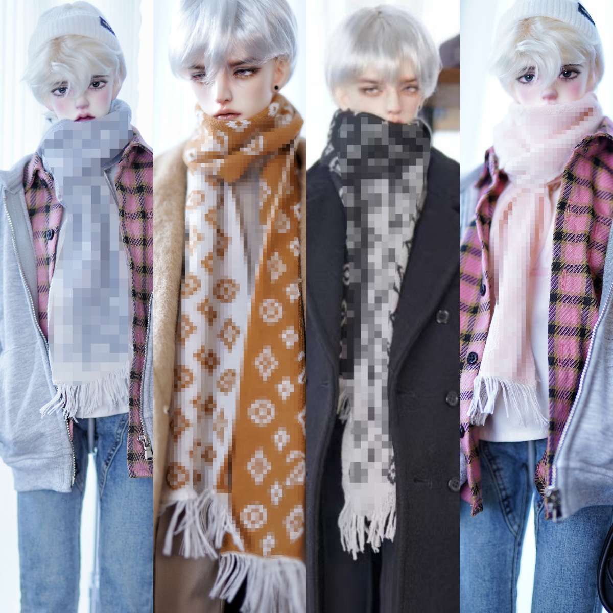 BJD娃用毛线围巾四分三分