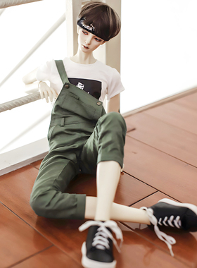 现货【满68包邮】三万院长 BJD娃娃用 时尚背带长裤 叔绿色