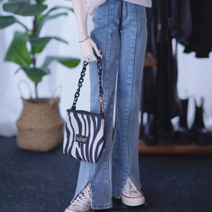 包邮 bjd娃衣 壮叔4分 复古开叉牛仔裤加长裤子ID75尺寸 三万院长