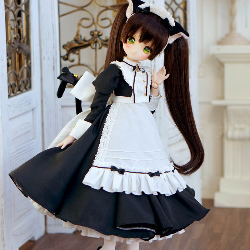 【三万院长】现货喵屋 黑猫长裙女仆装可爱制服BJD4分娃衣MDD SDM