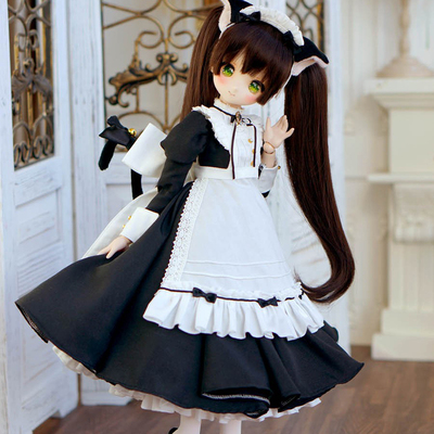 喵屋黑猫长裙女仆装BJD4分娃衣