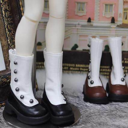 复古圆头厚底拼接马丁靴