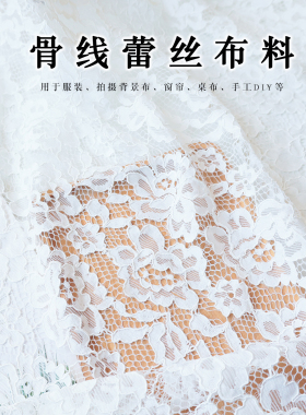 高端骨线白色蕾丝布料服装时装婚礼纱幔网纱甜品台道具布料包邮