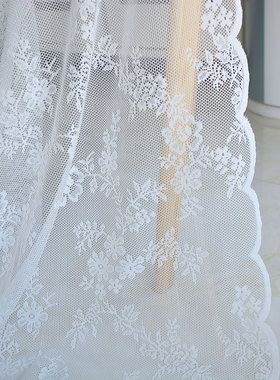 高端白色蕾丝布料窗帘纱窗 婚礼纱幔网纱甜品台道具面料布料包邮