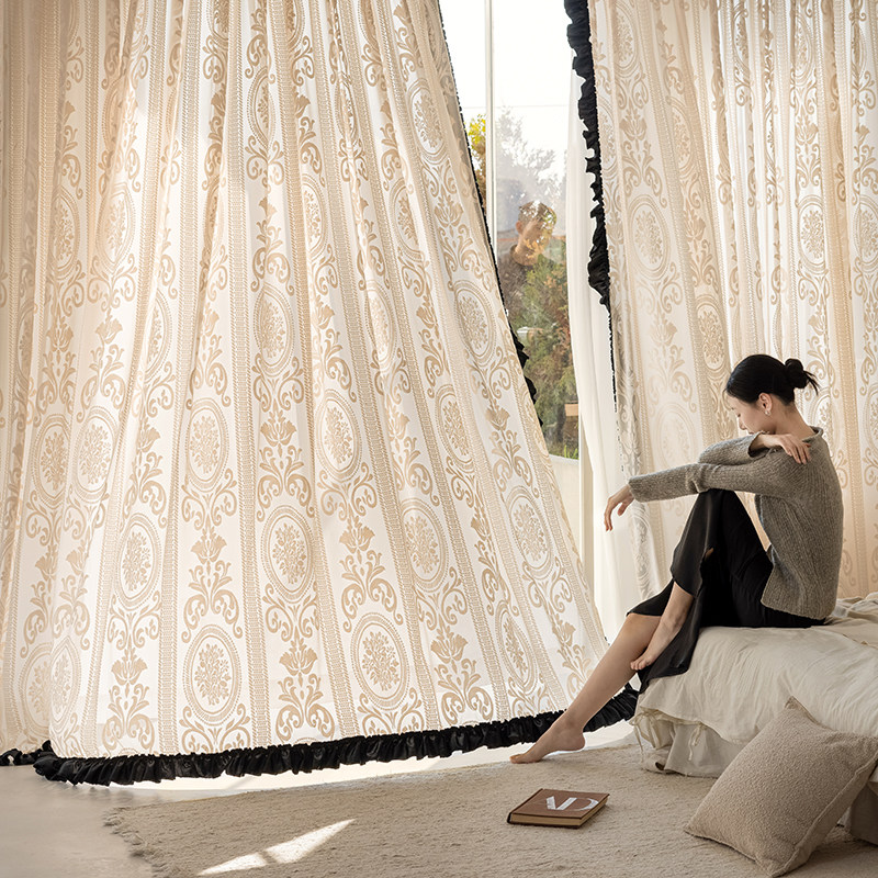 法式轻奢复古浮雕纱帘透光不透人窗帘赫本风客厅阳台飘窗窗碎花纱,居家布艺,窗帘面料,淘宝优惠券,粉丝福利购,淘宝优惠卷