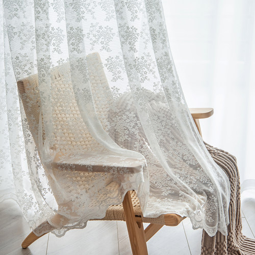 白色镂空蕾丝布窗帘化纤韩式