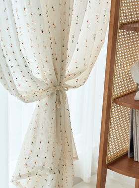 透光不透人彩色糖果糖豆纱帘窗帘遮光女孩房间卧室飘窗儿童房布料