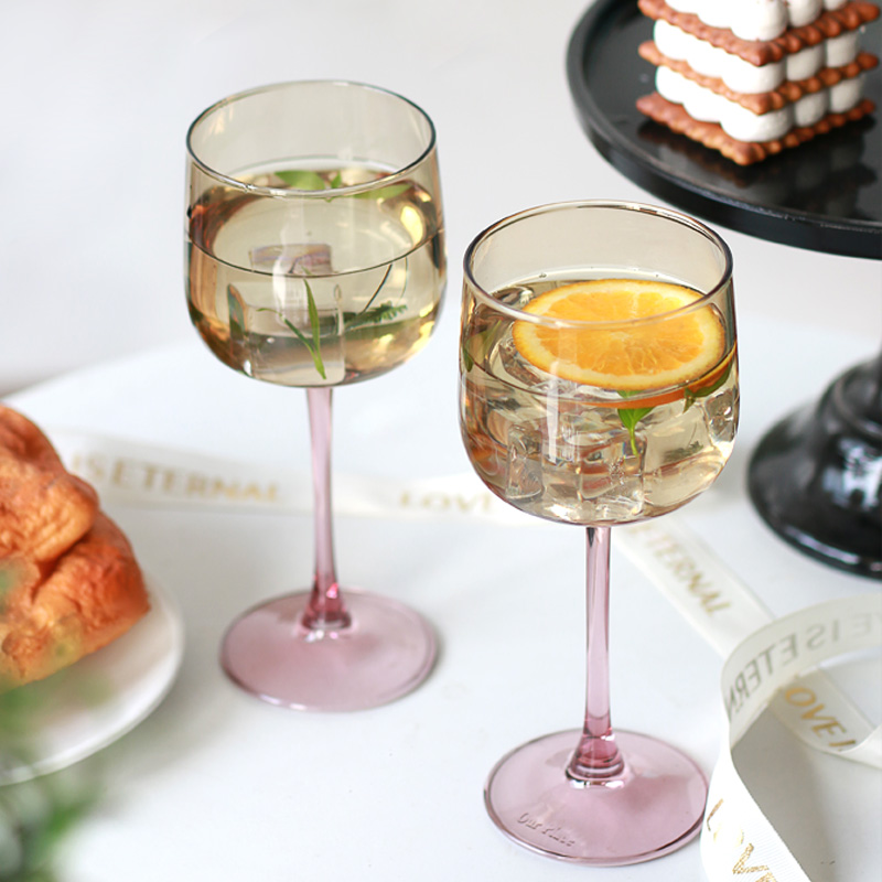 高颜值紫色红酒杯家用玻璃高脚杯