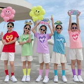 学校运动会表演服六一幼儿园班服啦啦队t恤纯棉短袖 学生团体服