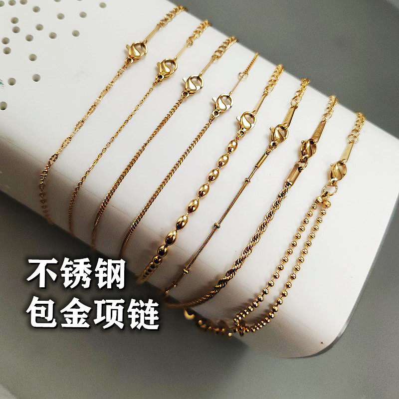 45CM GOLD-FILLED FINISHED NECKLACE 507 YUANXIANG DIY CROSS CHAIN SIMPLE AND FASHIONABLE THIN NECKLACE STAINLESS STEEL FINISHED ACCESSORIES