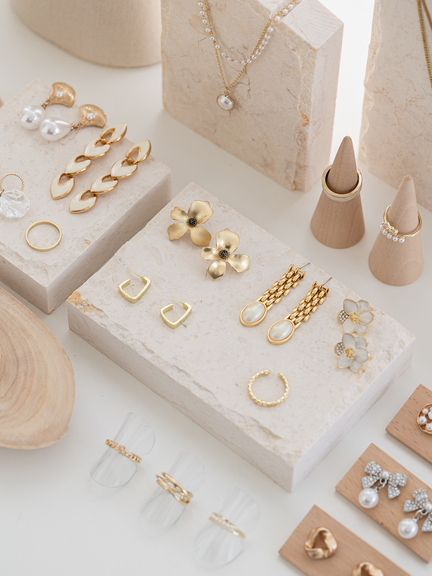 대리석 목걸이 선반 디스플레이 스탠드 귀걸이 쥬얼리 반지 디스플레이 스탠드 쥬얼리 쥬얼리 디스플레이 소품