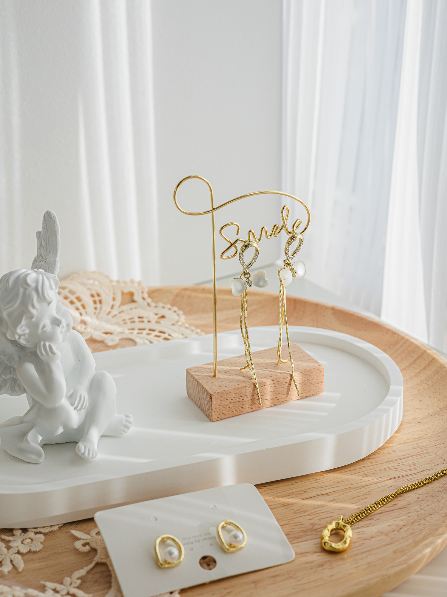INS 쥬얼리 디스플레이 스탠드 쥬얼리 목걸이 귀걸이 선반 쥬얼리 스토리지 디스플레이 장식품 쥬얼리 사진 소품